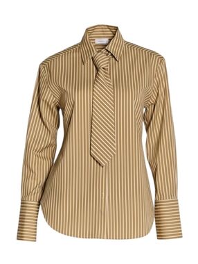 Striped Tie Button-Up Shirt ▪︎ Golden/White ▪︎ LG 8/10